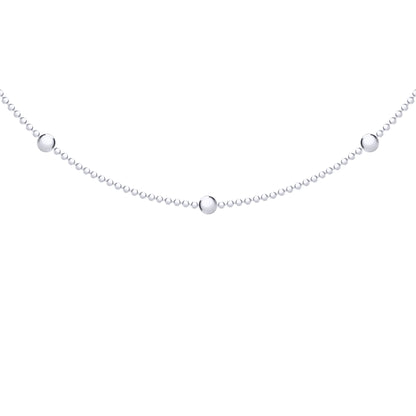 Silver  "Stars & Planets" 3mm Bead Chain Station Necklace 16" 41cm - 8-11-6653