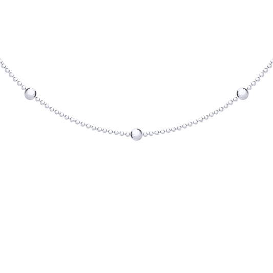 Silver  "Stars & Planets" 3mm Bead Chain Station Necklace 16" 41cm - 8-11-6653