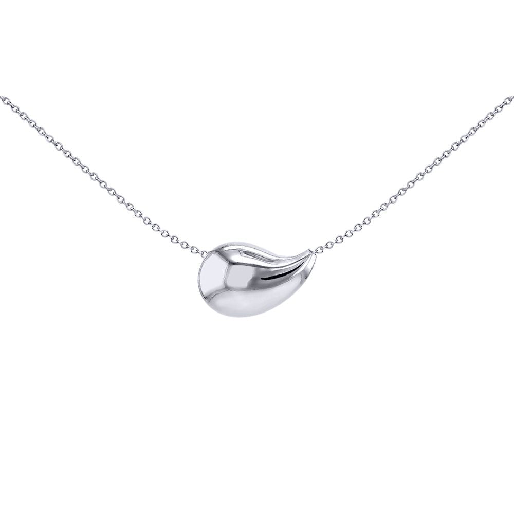 Silver  3D Electroform Puffy Pear Pendant Slider Necklace 17-18" - 8-13-8000