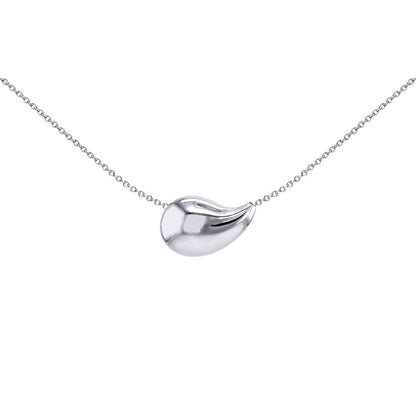Silver  3D Electroform Puffy Pear Pendant Slider Necklace 17-18" - 8-13-8000