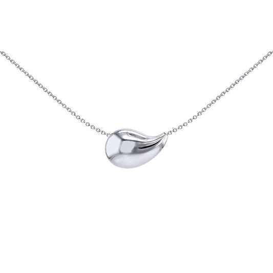 Silver  3D Electroform Puffy Pear Pendant Slider Necklace 17-18" - 8-13-8000