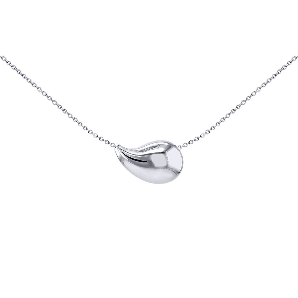 Silver  3D Electroform Puffy Pear Pendant Slider Necklace 17-18" - 8-13-8000