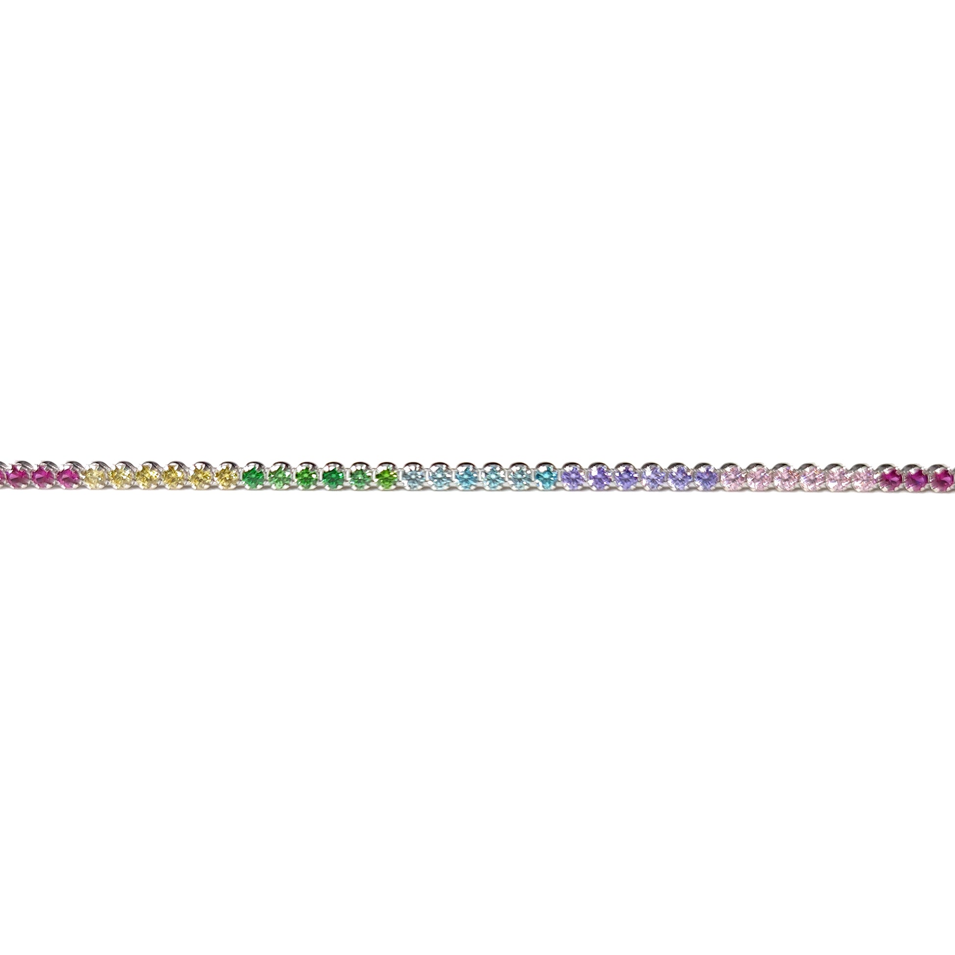 Silver  Multi Colour CZ Rainbow Eternity Tennis Necklace 14-16" - 8-19-0240