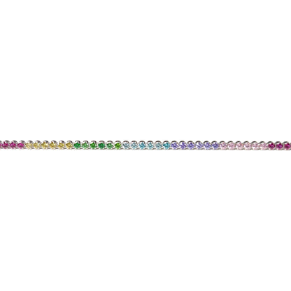 Silver  Multi Colour CZ Rainbow Eternity Tennis Necklace 14-16" - 8-19-0240