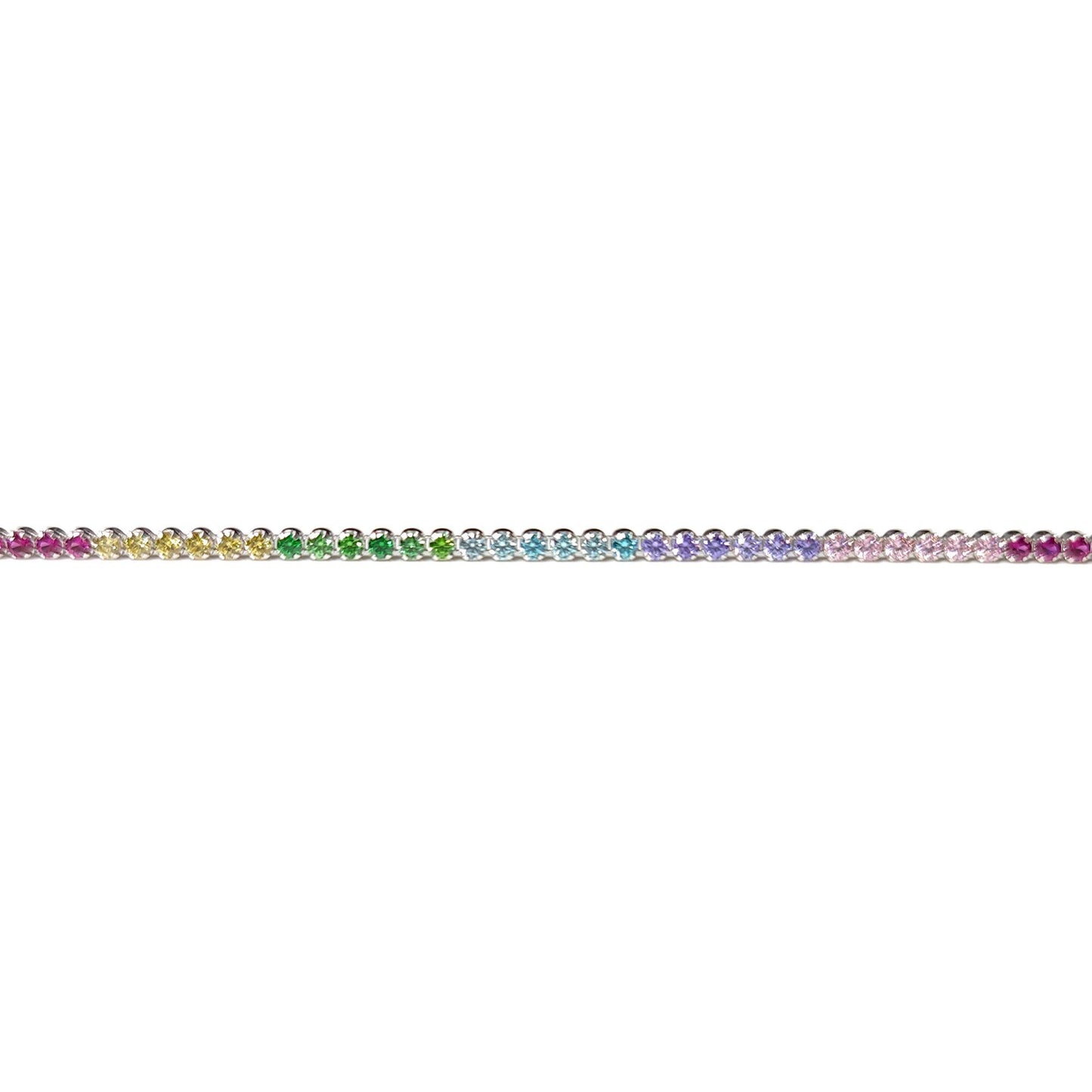 Silver  Multi Colour CZ Rainbow Eternity Tennis Necklace 14-16" - 8-19-0240