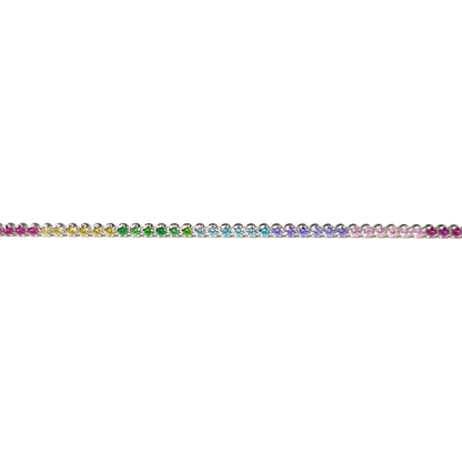 Silver  Multi Colour CZ Rainbow Eternity Tennis Necklace 14-16" - 8-19-0240