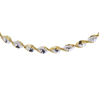 Silver  2 Tone Twist Herringbone 4mm Chain Necklace 18inch 46cm - 8-19-2434