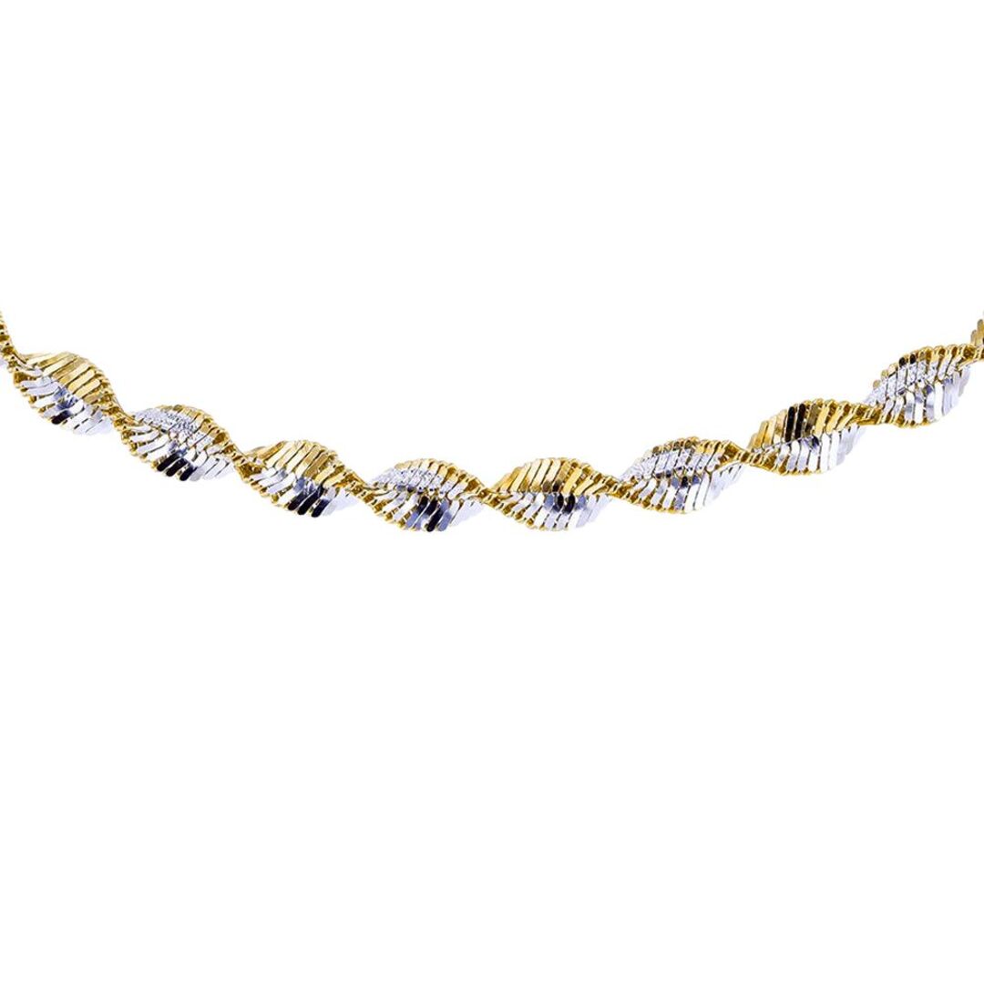 Silver  2 Tone Twist Herringbone 4mm Chain Necklace 18inch 46cm - 8-19-2434