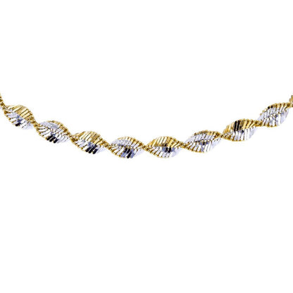 Silver  2 Tone Twist Herringbone 4mm Chain Necklace 18inch 46cm - 8-19-2434