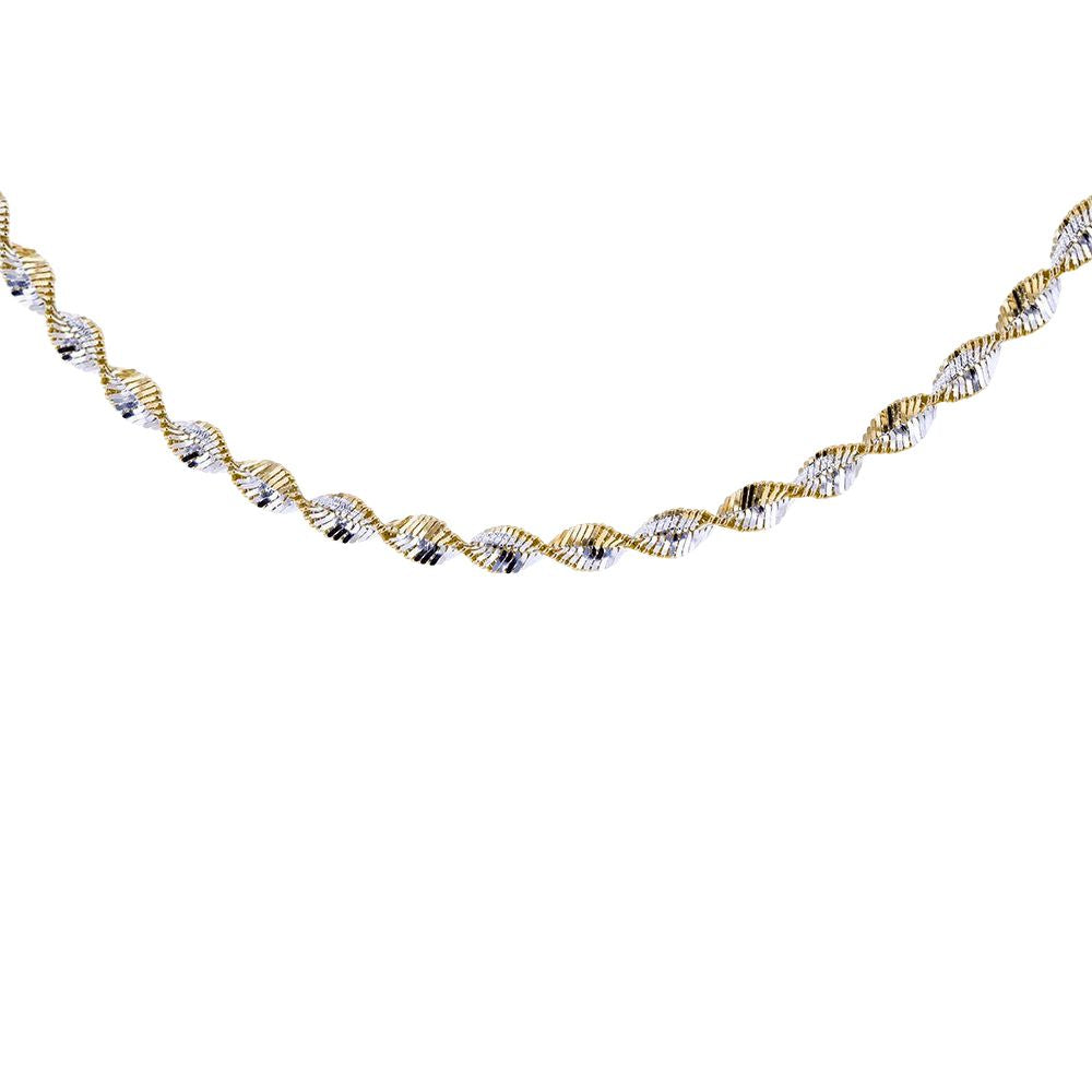 Silver  2 Tone Twist Herringbone 4mm Chain Necklace 18inch 46cm - 8-19-2434