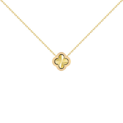 Gold-plated Silver  CZ Fluted Clover Kiss Charm Necklace 16-18" - 8-19-2770