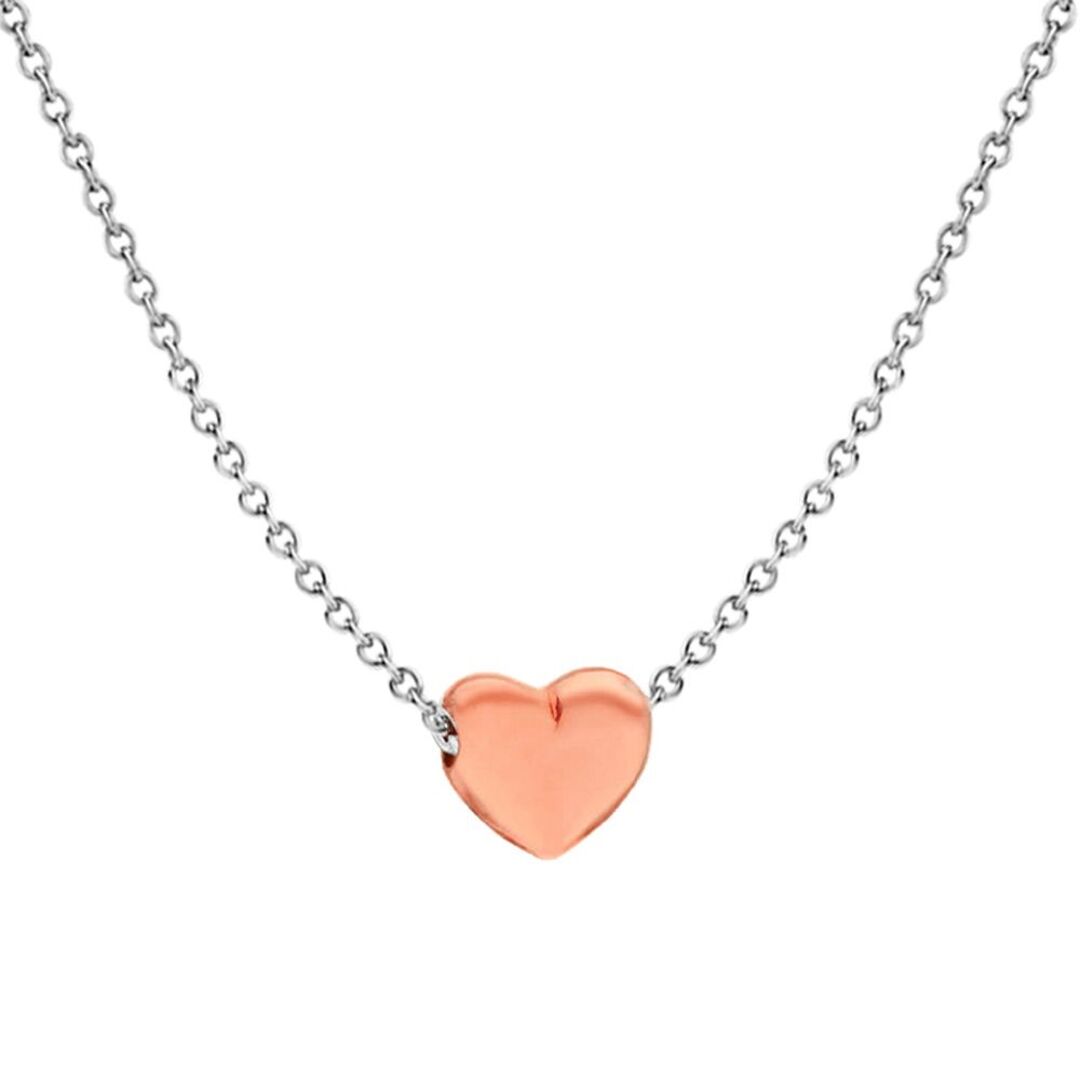 Rose Gold-plated Silver  Pillow Love Heart Charm Necklace 16-18" - 8-19-5214