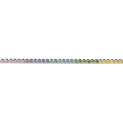 Silver  CZ Pastel Rainbow Eternity Tennis Bracelet 7.5" 19cm - 8-29-0242-Pastel
