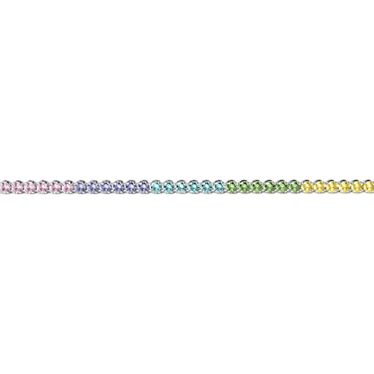 Silver  CZ Pastel Rainbow Eternity Tennis Bracelet 7.5" 19cm - 8-29-0242-Pastel