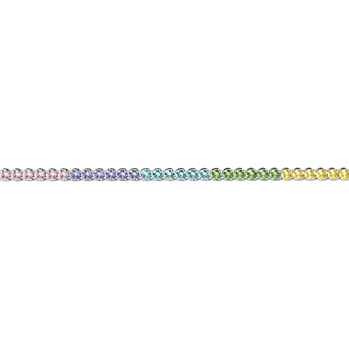 Silver  CZ Pastel Rainbow Eternity Tennis Bracelet 7.5" 19cm - 8-29-0242-Pastel