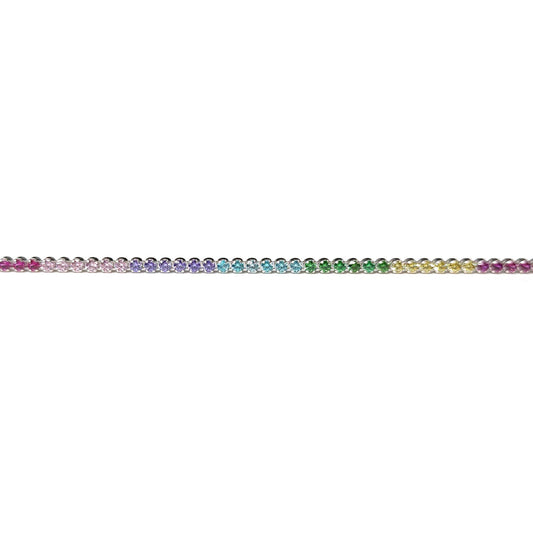 Silver Multi Colour CZ Rainbow Eternity Tennis Bracelet 7.5" 19cm - 8-29-0242