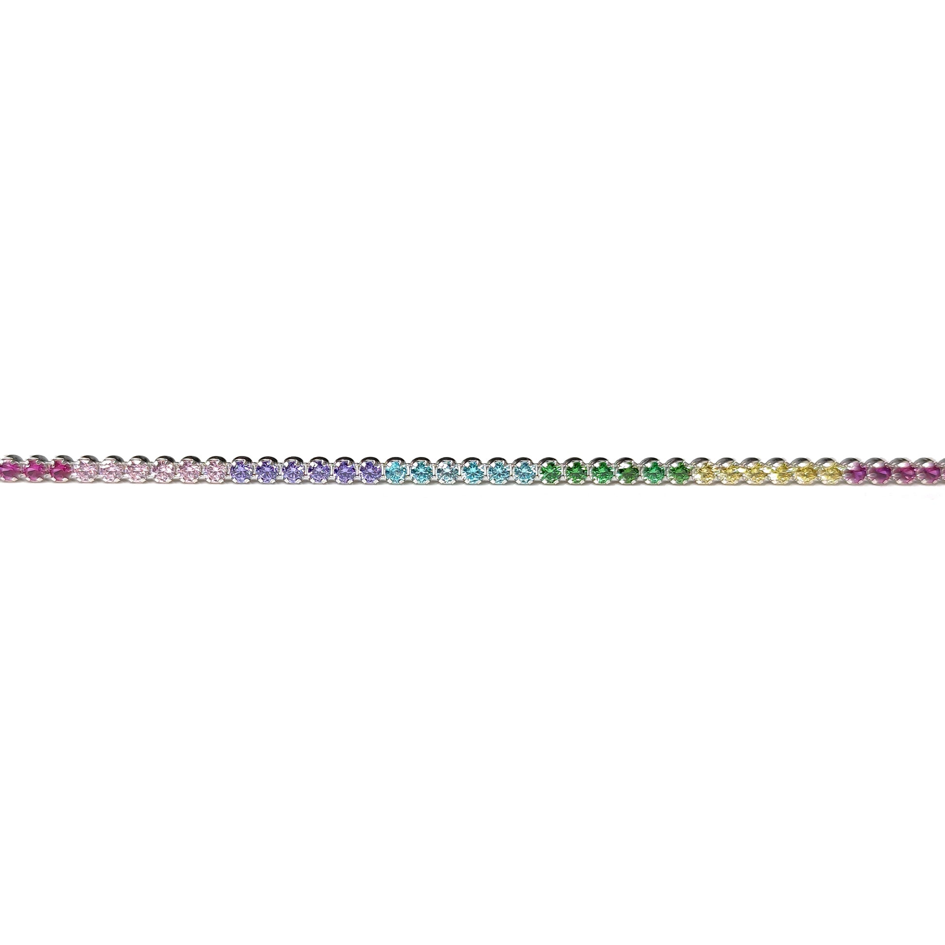 Silver  Multi Colour CZ Rainbow Eternity Tennis Bracelet 7.5" 19cm - 8-29-0242