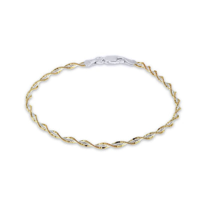 Silver  2 Tone Twist Herringbone 2.2mm Chain Bracelet 7.5" 19.5cm - 8-29-2302