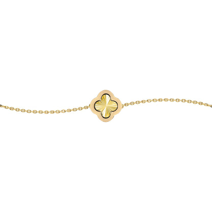 Gold-plated Silver  CZ Fluted Clover Kiss Charm Bracelet 6-7.5" - 8-29-2772