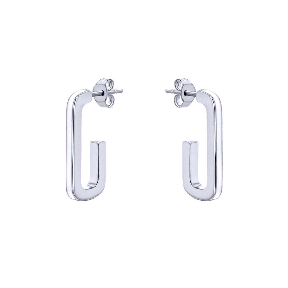 Silver  Enamel Ice Candy J Hook Paperclip 2mm Drop Earrings 20mm - 8-51-3159