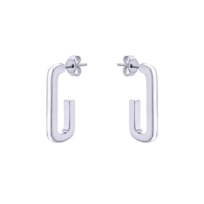 Silver  Enamel Ice Candy J Hook Paperclip 2mm Drop Earrings 20mm - 8-51-3159