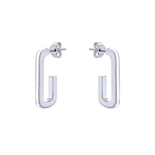 Silver  Enamel Ice Candy J Hook Paperclip 2mm Drop Earrings 20mm - 8-51-3159