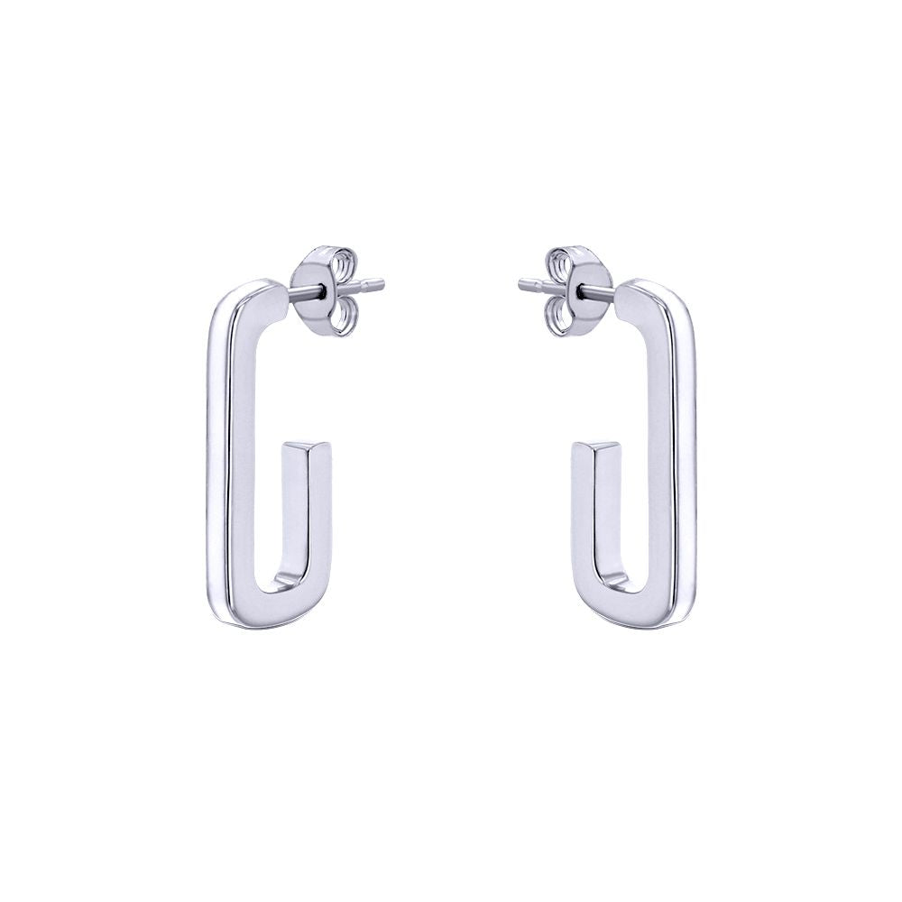Silver  Enamel Ice Candy J Hook Paperclip 2mm Drop Earrings 20mm - 8-51-3159