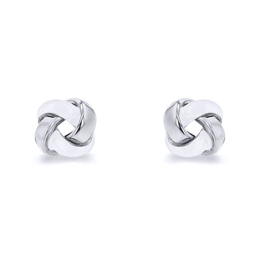 Silver  Enamel Ice Candy Quadruple Love Knot Stud Earrings 8mm - 8-55-9506