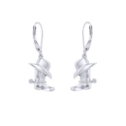 Sterling Silver  Cowboy Cowgirl Hat & Boots Drop Earrings - 8-56-0007