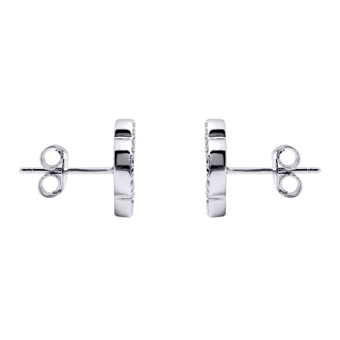 Silver  CZ Malachite Clover Kiss Stud Earrings 11mm - 8-59-1915