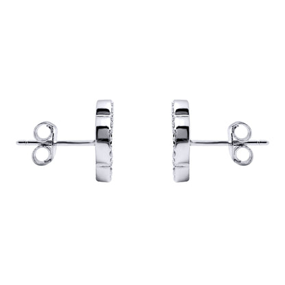 Silver  CZ Blue Lapis Lazuli Clover Kiss Stud Earrings 11mm - 8-59-1918