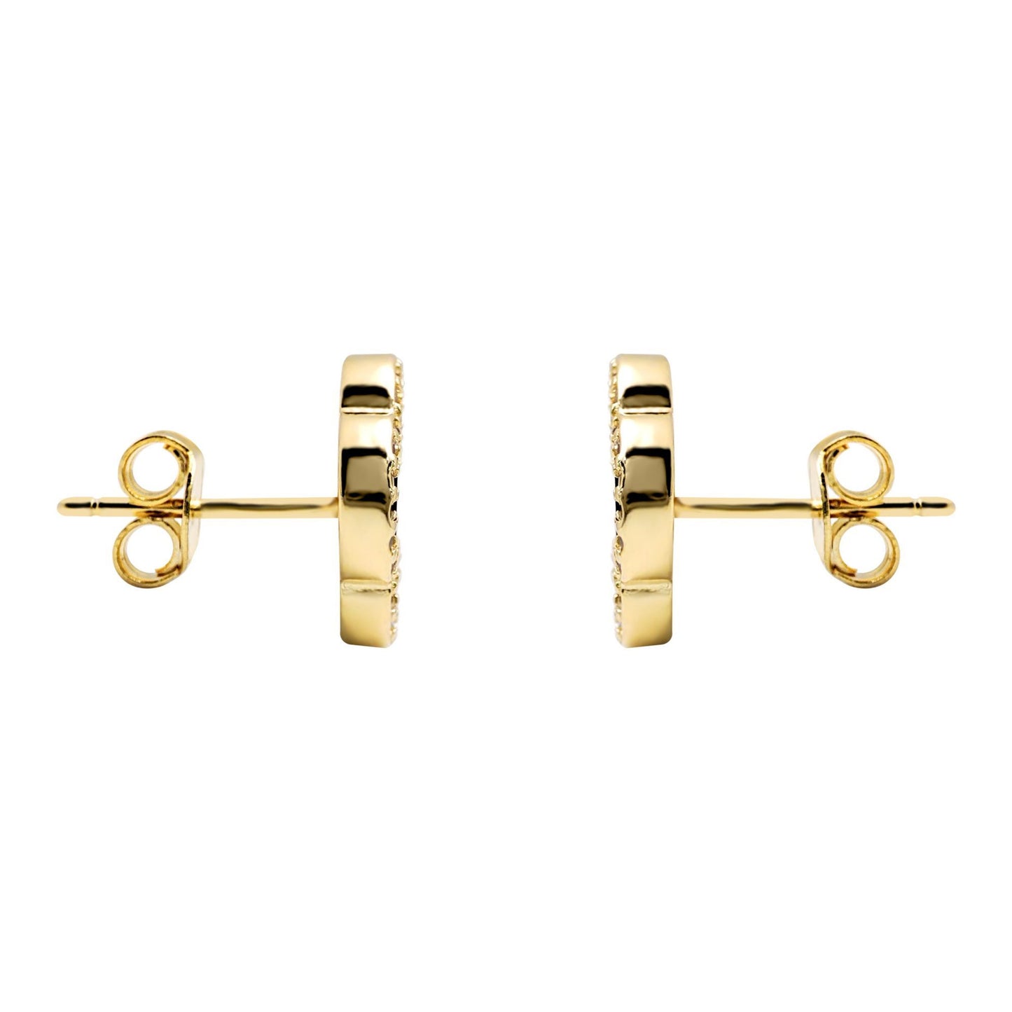 Gold-plated Silver  CZ Mother o'Pearl Clover Kiss Stud Earrings - 8-59-1922