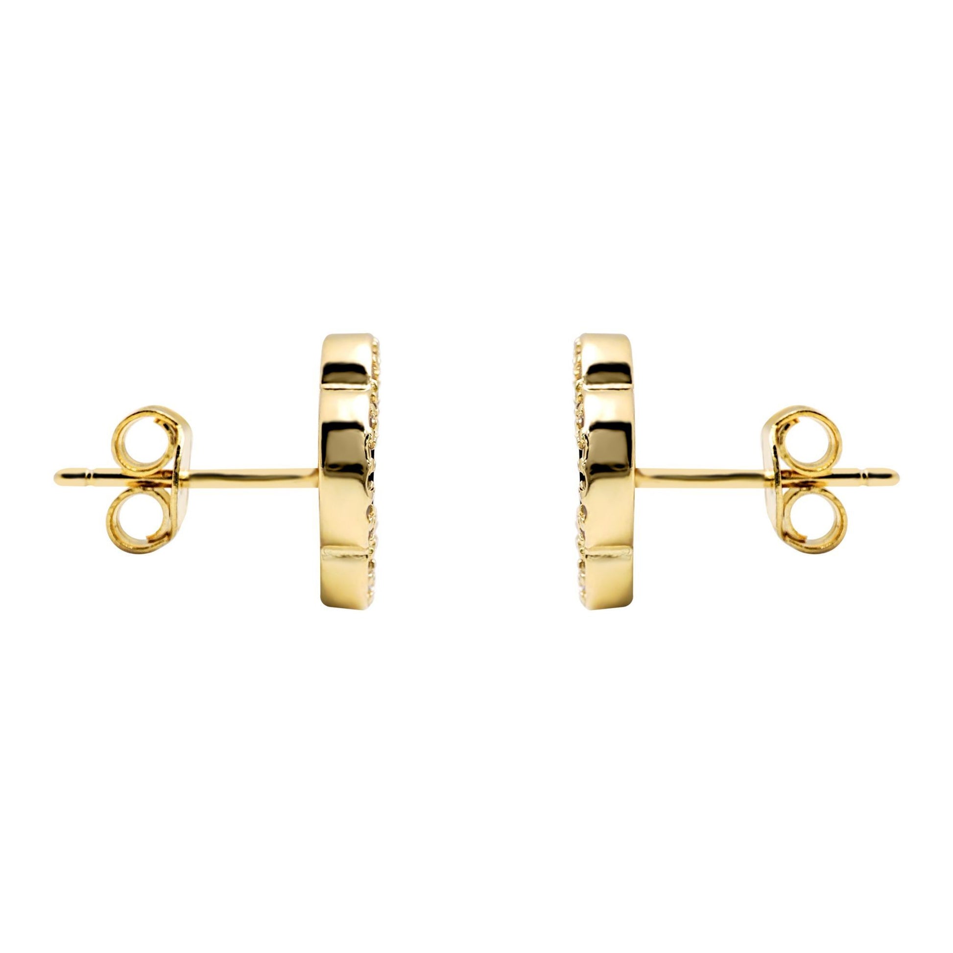 Gold-plated Silver  CZ Mother o'Pearl Clover Kiss Stud Earrings - 8-59-1922