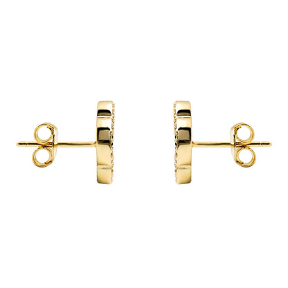 Gold-plated Silver  CZ Mother o'Pearl Clover Kiss Stud Earrings - 8-59-1922
