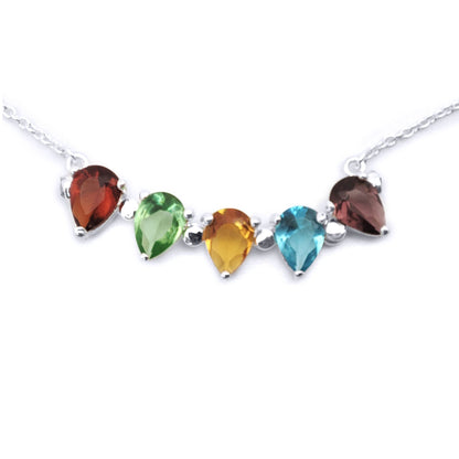 Silver  Pear CZ Magnetic Opening Flower Cluster Necklace 16" 41cm - 8-62-3042