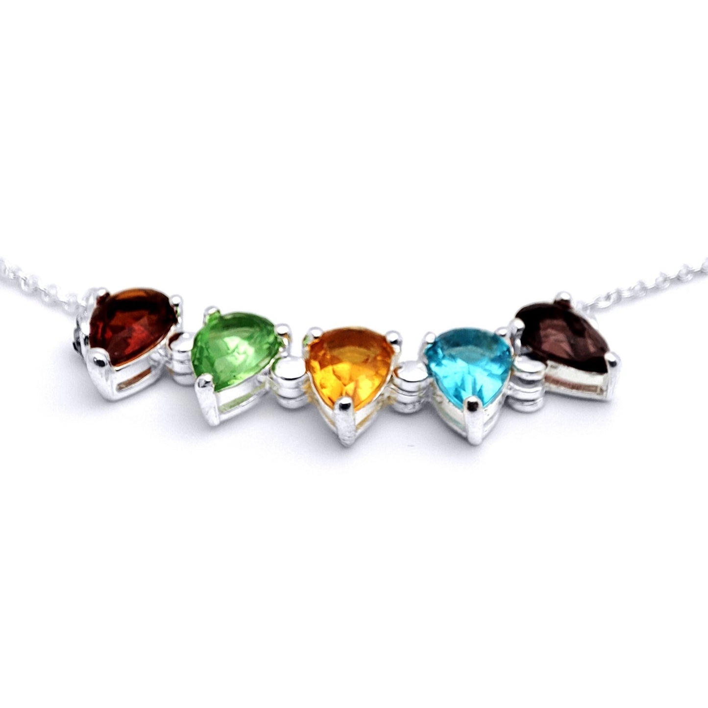 Silver  Pear CZ Magnetic Opening Flower Cluster Necklace 16" 41cm - 8-62-3042