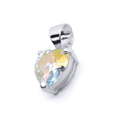 Silver  Aurora Borealis CZ Solitaire Love Charm Pendant 10mm - 8-62-6304