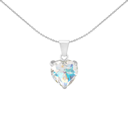 Silver Aurora Borealis CZ Solitaire Love Charm Pendant 10mm - 8-62-6304