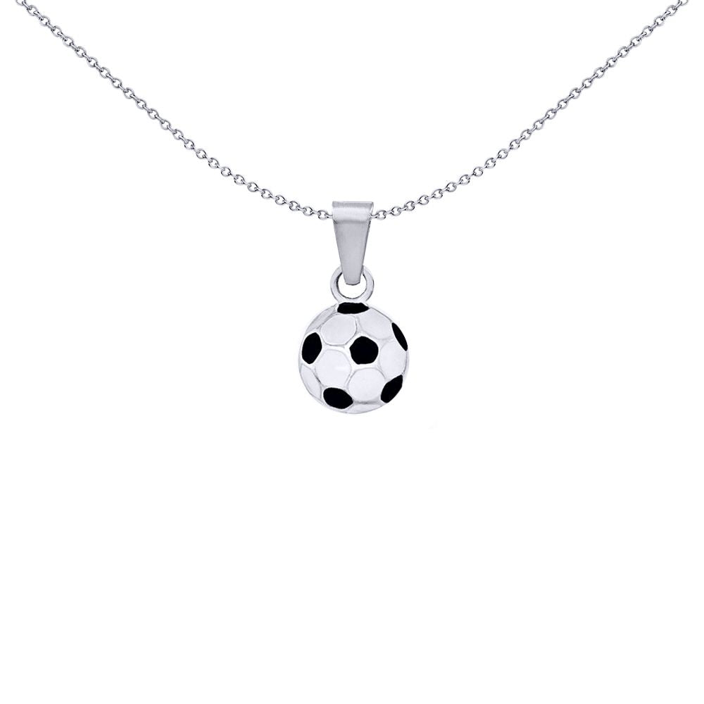 Silver  Enamel Classic Football Soccer Ball Charm Pendant 14mm - 8-62-7393