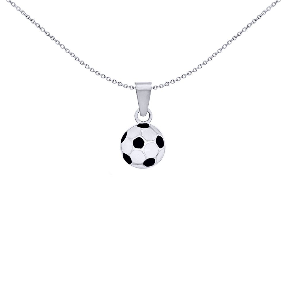 Silver  Enamel Classic Football Soccer Ball Charm Pendant 14mm - 8-62-7393