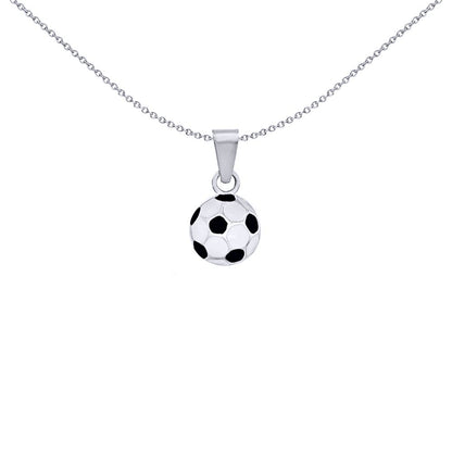 Silver  Enamel Classic Football Soccer Ball Charm Pendant 14mm - 8-62-7393