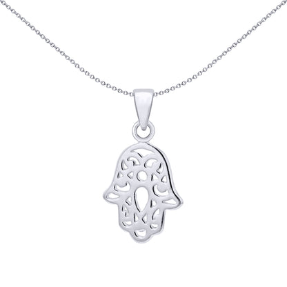 Sterling Silver  Hamsa Hand Cutout Charm Pendant - 8-64-2839