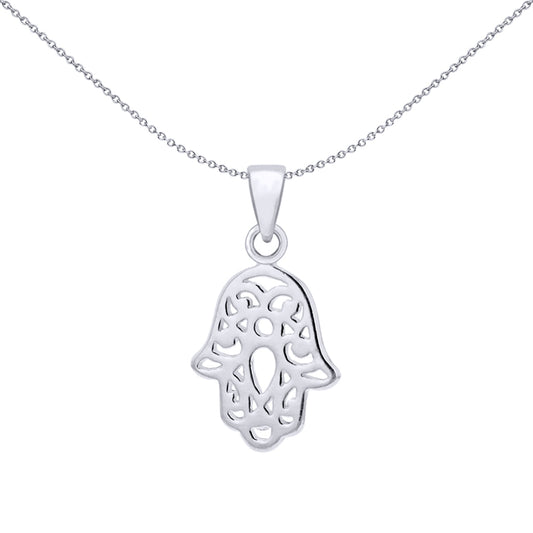 Sterling Silver  Hamsa Hand Cutout Charm Pendant - 8-64-2839