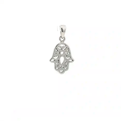 Sterling Silver  Hamsa Hand Cutout Charm Pendant - 8-64-2839
