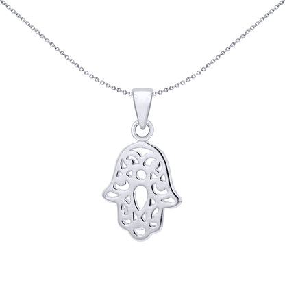 Sterling Silver  Hamsa Hand Cutout Charm Pendant - 8-64-2839