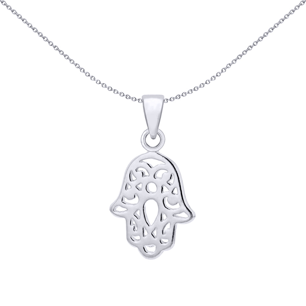 Sterling Silver  Hamsa Hand Cutout Charm Pendant - 8-64-2839