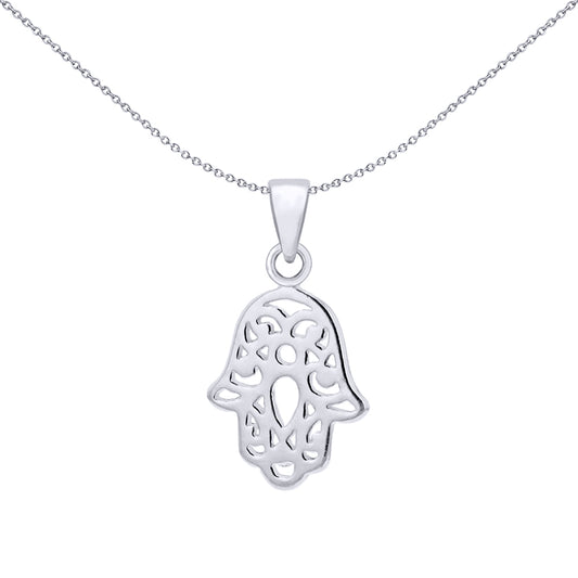 Sterling Silver  Hamsa Hand Cutout Charm Pendant - 8-64-2839