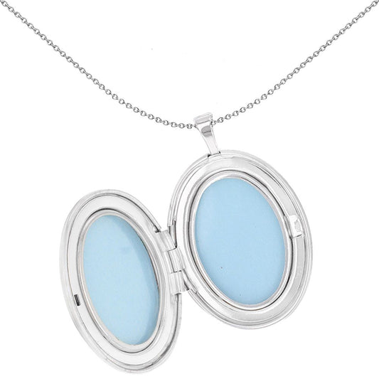 Sterling Silver  Angel Unicorn Oval Locket Pendant 26mm 18 inch - 8-65-3101