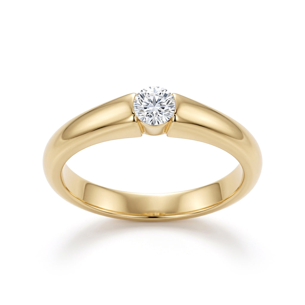 Silver  Lab Grown Diamond Solitaire Engagement Ring 3mm 0.10ct - 8-82-0301