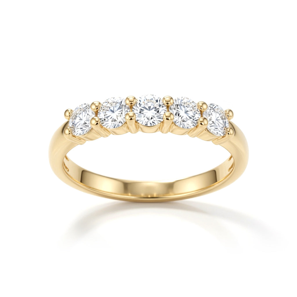 Silver  Lab Grown Diamond 5 Stone Half Eternity Ring 3mm 0.50cts - 8-82-0303